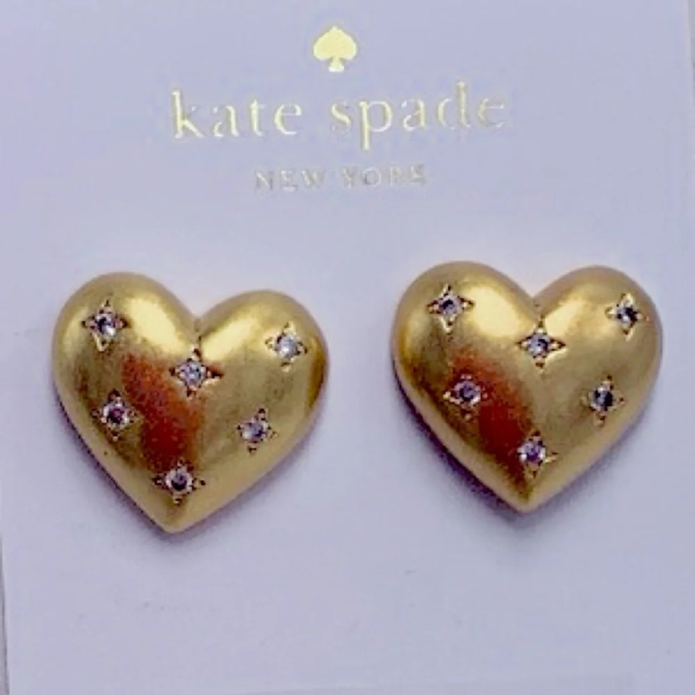 KATE SPADE ♠️ NEW YORK My Precious Heart Gold Crystal Earrings - Picture 6 of 6
